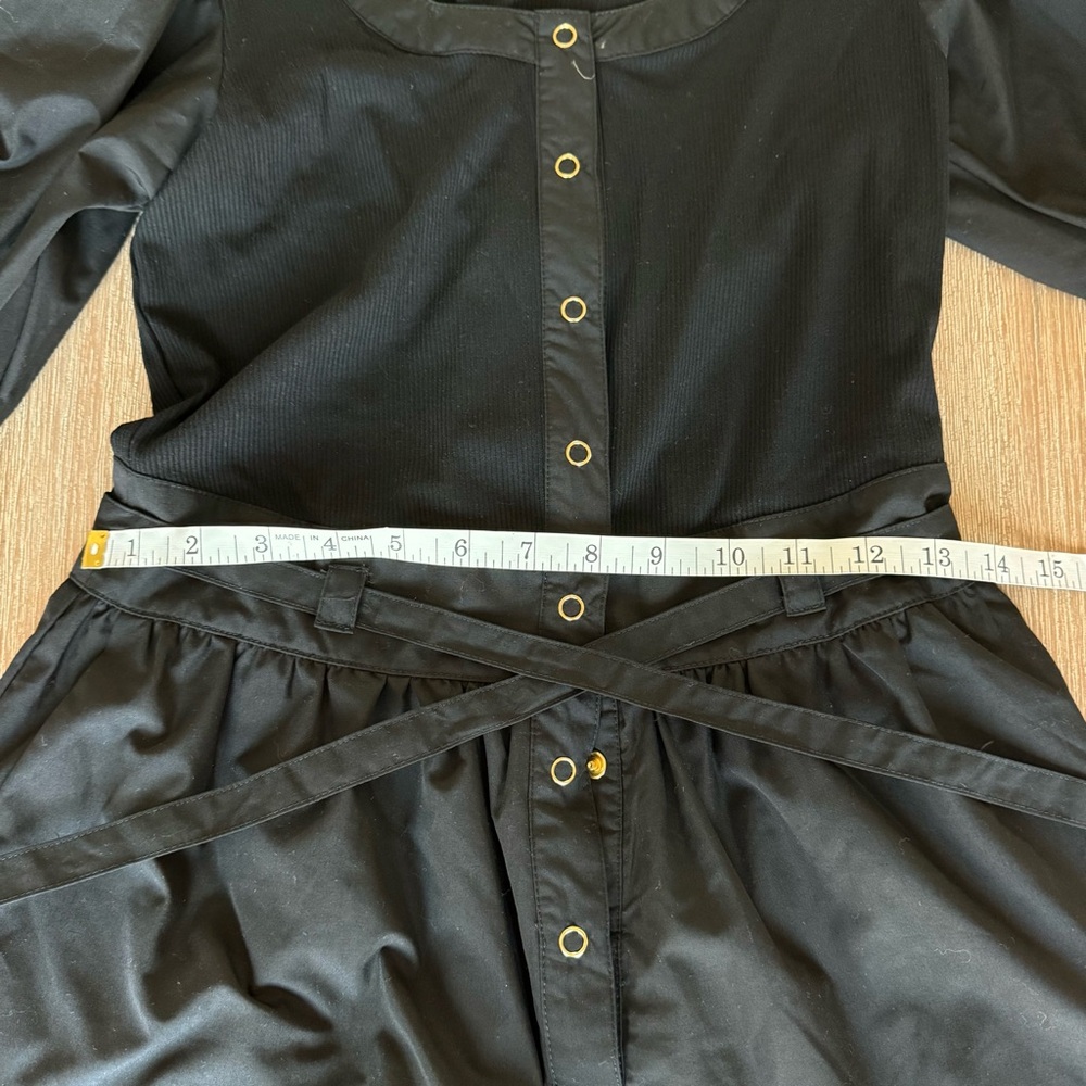 MABLE puff sleeve black romper, tie waist, Georgina, Small - Picture 6 of 9